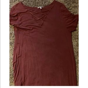 Maroon cris cross top